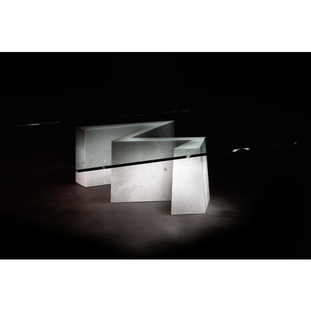 Glass Maule Coffee Table in Campaspero Stone by Joaquín Moll For Sale - Image 7 of 8