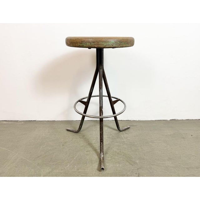 Industrial Grey Workshop Stool, 1960s For Sale - Image 11 of 18