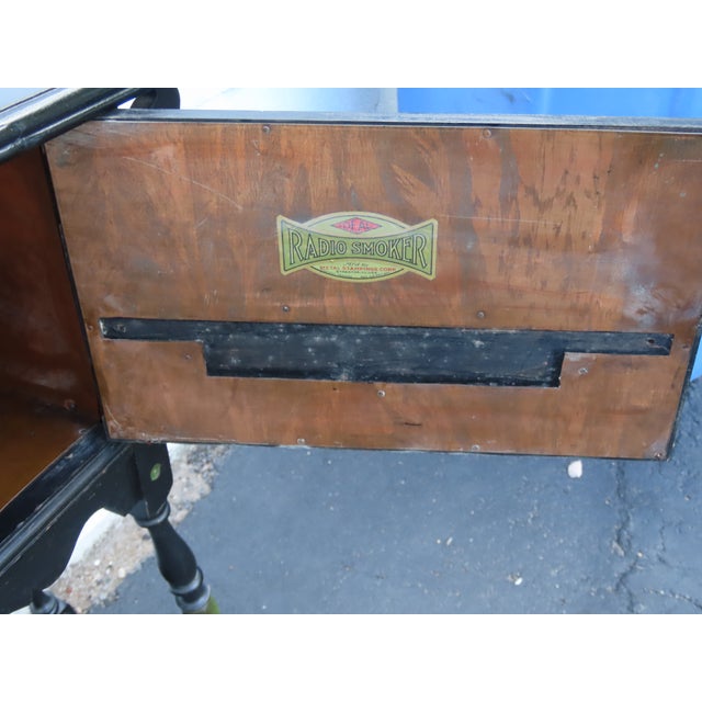 Black Metal Stampings Radio Smoker No 76 Early 1900s Tobacciana Humidor Cabinet 6570 For Sale - Image 8 of 18