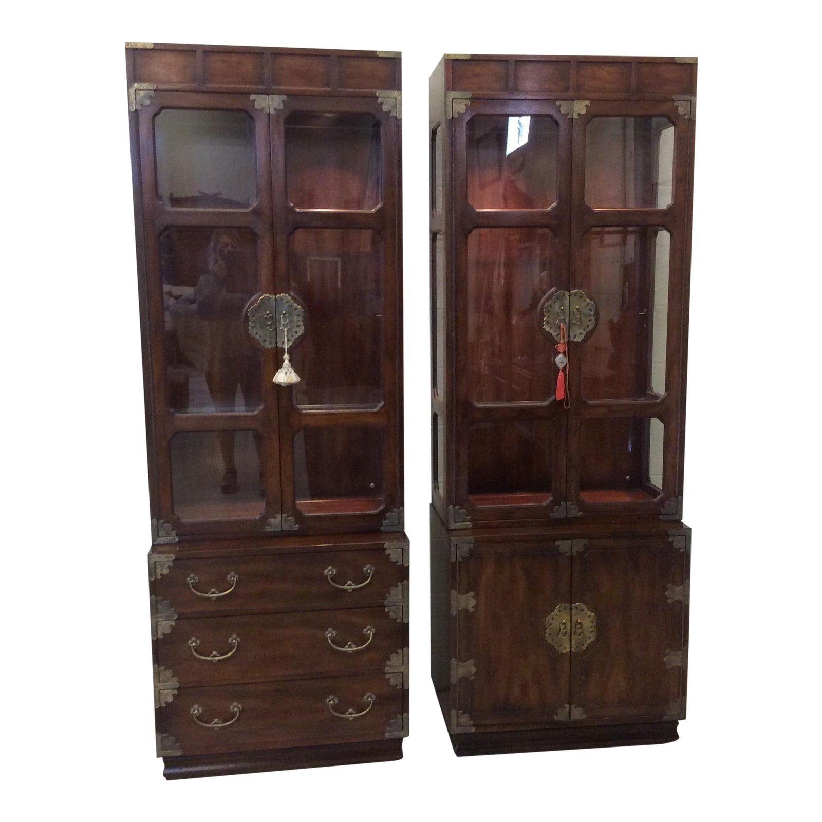 Henredon Pan Asian Mahogany China A Pair Chairish