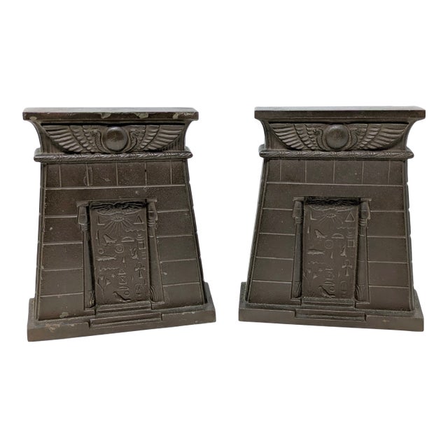 1920s "Egyptian Tomb" Bookends by Bradley & Hubbard For Sale