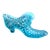 Vintage Fenton Hobnail Cat Head Art Glass Slipper Shoe, Turquoise Aqua Opalescent For Sale