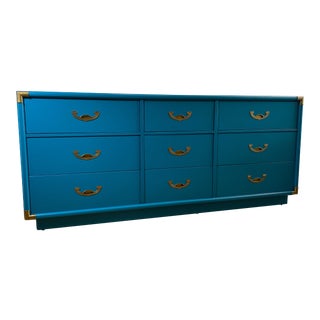 Drexel Heritage Accolade Attributed Campaign Painted Brass Dresser For Sale