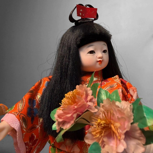 Japanese Ichimatsu Hanaguruma Flower Cart Doll Display, 1970s For Sale - Image 6 of 14