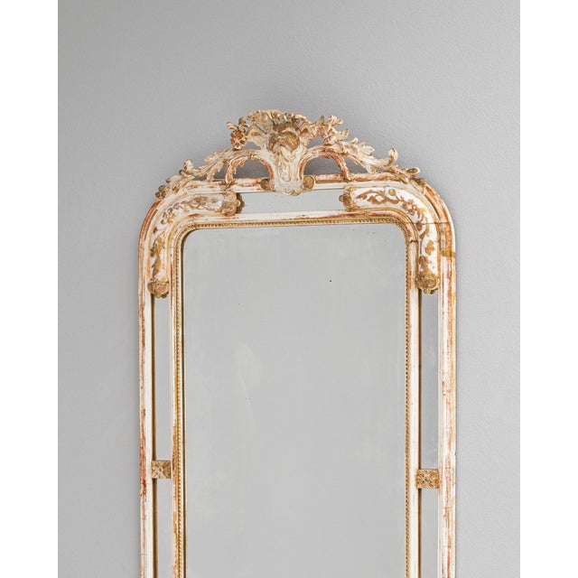 Gold 1880s French Wood White Patinated Mirror For Sale - Image 8 of 10