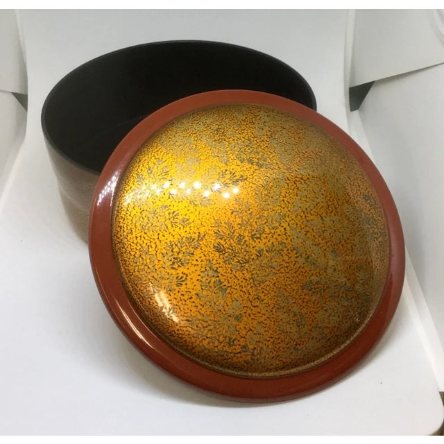 Antique Vintage Japanese Lacquer Ware Basket Box For Sale - Image 4 of 11