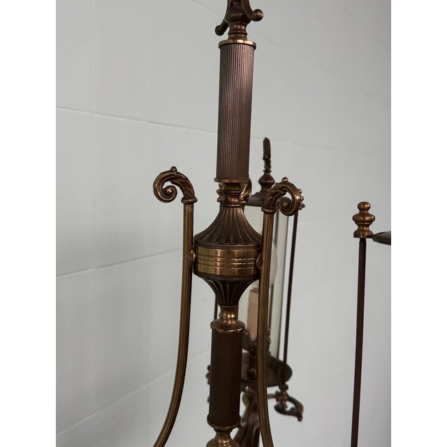 Neoclassical Empire Brass and Glass Chandelier, 1950s For Sale - Image 15 of 18