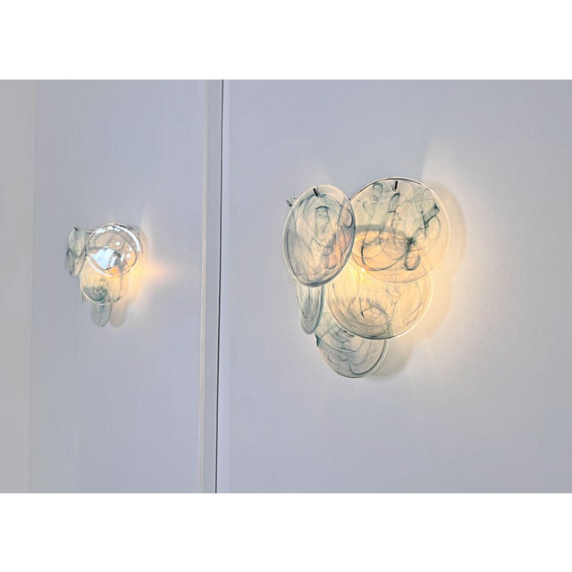 Alabaster Blue Glass Discs Wall Sconces, 1990s, Set of 2 For Sale - Image 13 of 14