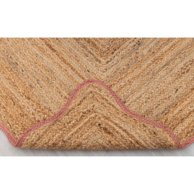 Textile 6x9Ft. Pink Wave Scallop Edge Jute Rug For Sale - Image 7 of 12