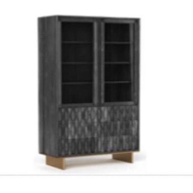 Luxe Showcase Black Entertainment Center With Glass Doors For Sale - Image 4 of 4