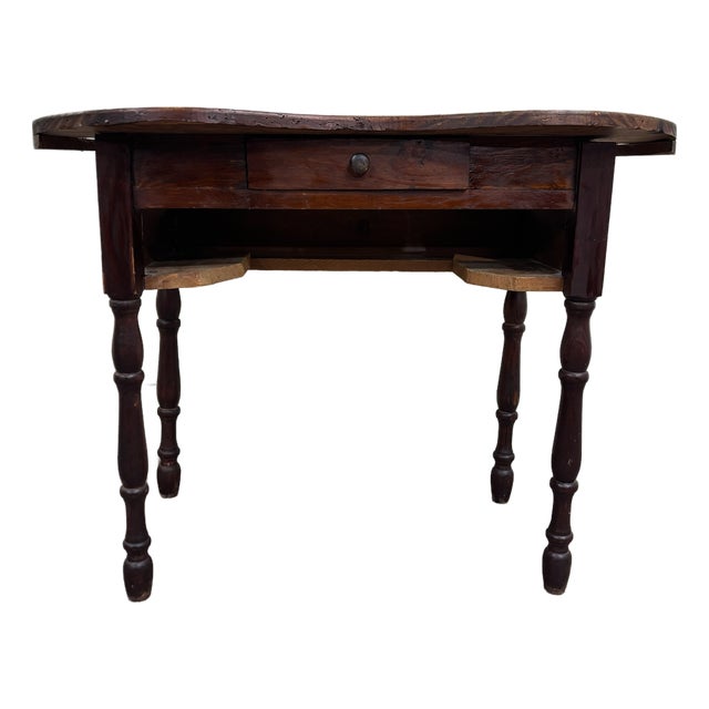 Antique American Primitive Rustic Kidney Shaped Writing Desk Console Table For Sale