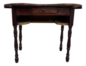 Antique American Primitive Rustic Kidney Shaped Writing Desk Console Table