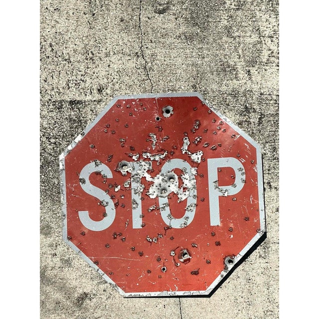 Vintage Gunshot Stop Sign For Sale - Image 9 of 12