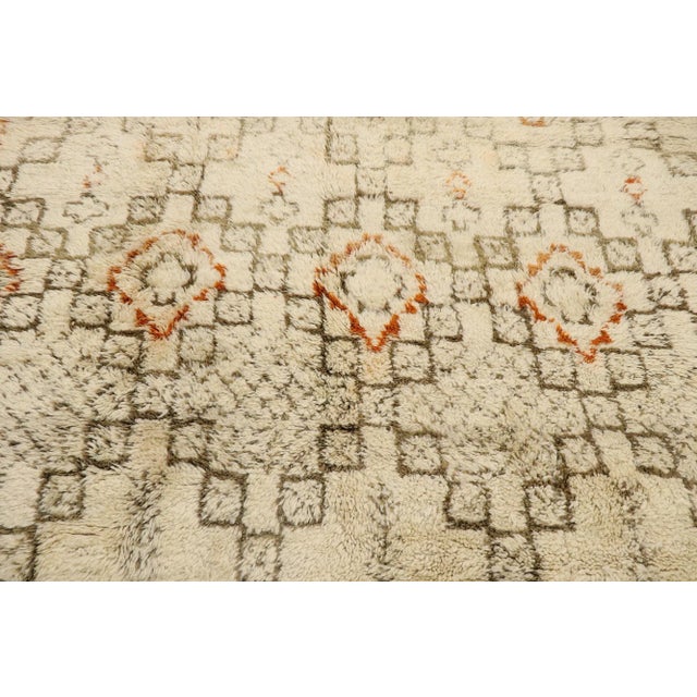 Berber Tribes of Morocco Mid 20th Century Mid 20th Century Vintage Beni Ourain Moroccan Rug 06'05 X 11'00 For Sale - Image 4 of 10