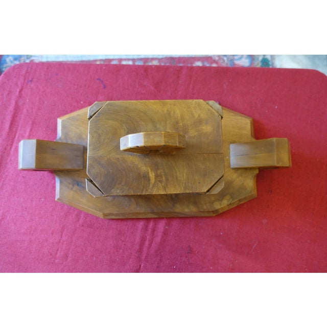 Large 1940s centerpiece glass and solid wood beautiful design good condition 53/25/15 cm