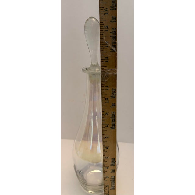 Late 20th Century Vintage Hollywood Regency Iridescent Art Glass Decanter With Stopper For Sale - Image 5 of 7