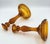 Shabby Chic 1960s Brockway Indiana Glass Large Tiara Amber Sandwich Candlesticks 9" Set For Sale - Image 3 of 7
