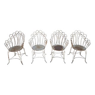 Painted Iron Garden Chairs, 1950s, Set of 4 For Sale