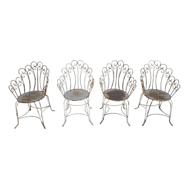 Painted Iron Garden Chairs, 1950s, Set of 4 For Sale