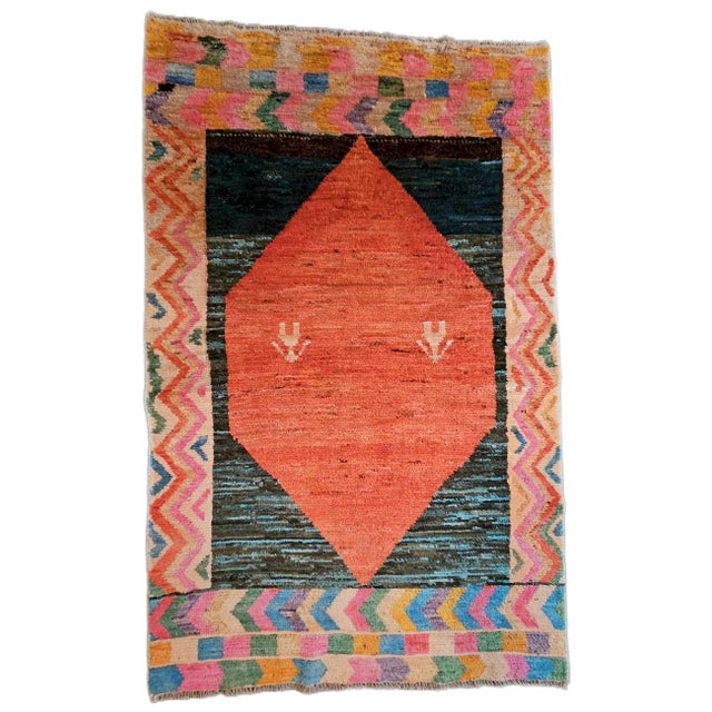 Textile Handmade Afghan Rug in Hand-Knotted Wool, 2010s For Sale - Image 7 of 9