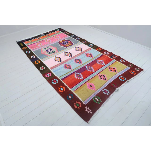 Tribal Vintage Turkish Kilim Rug For Sale - Image 3 of 13