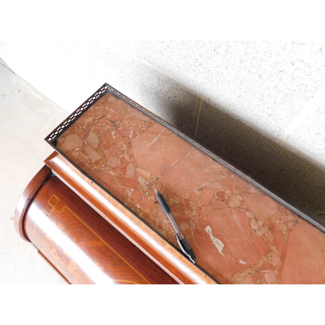 Antique French Louis XV Style Marquetry Inlaid Cylinder Desk For Sale - Image 4 of 10