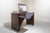 French Postmodern Dressing Table in Walnut Wood and Lilac Leather., 1980s For Sale - Image 4 of 16