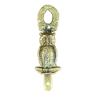 Mid-Century English Cast Brass Owl Door Knocker For Sale