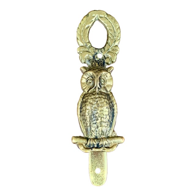 Mid-Century English Cast Brass Owl Door Knocker For Sale