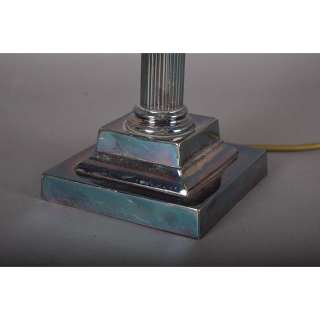 Silver-Plated Column Table Lamp, 1960s For Sale - Image 6 of 8