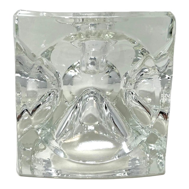 Mid 20th Century Bohemian Czech Art Glass Ice Cube Candle Holder by Rudolf Jurnikl For Sale