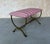 Mid-Century Modern Spanish Hand-Forged Gilt Iron Bench With Scroll Base and Mauve Striped Upholstery For Sale - Image 3 of 12