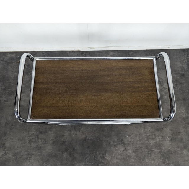 Rolling Wooden and Metal Serving Cart, 1970s For Sale - Image 3 of 7