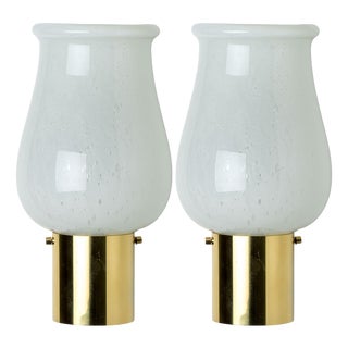 Opaline Glass Wall Lights attributed to Glashütte Limburg, 1960s, Set of 2 For Sale