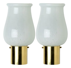 Opaline Glass Wall Lights attributed to Glashütte Limburg, 1960s, Set of 2
