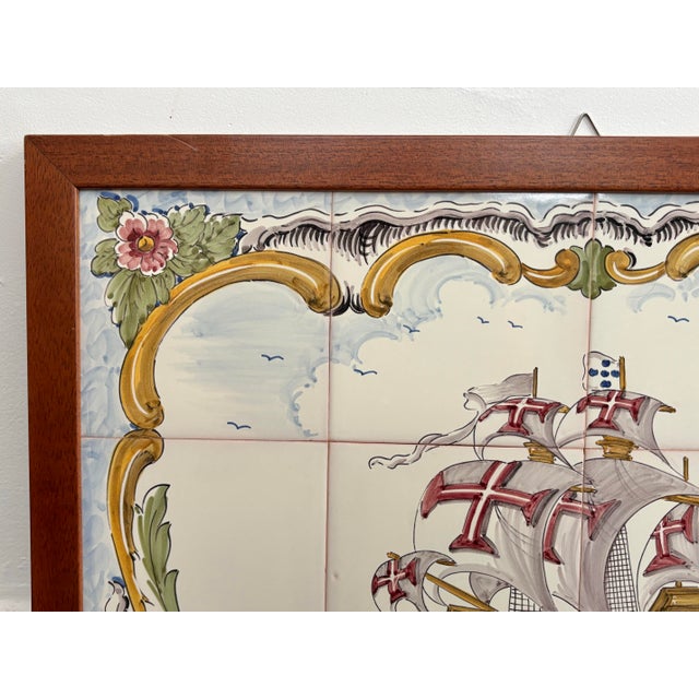 Nautical Italian Delft Inspired Majolica Tile Wall Mural Backsplash Art For Sale - Image 3 of 10