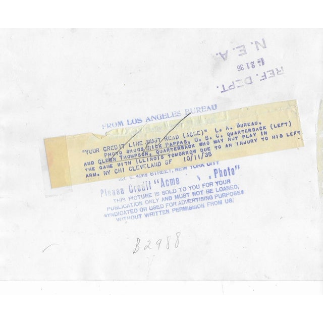 1935 University of Southern California Trojan Football Quarterbacks Photograph For Sale - Image 4 of 4