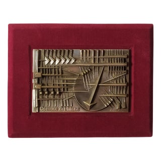 Bronze Bas-Relief Sculpture by Arnaldo Pomodoro for Johnson, 1978 For Sale