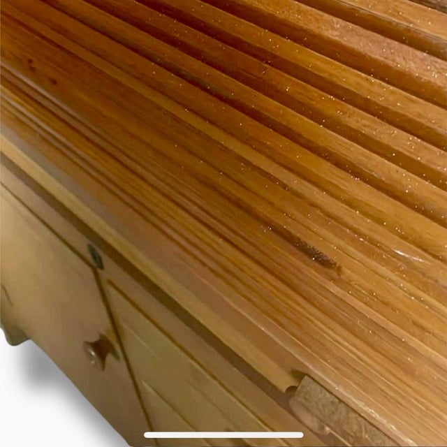 Wood Vintage Oak Tambour Roll Top Secretaire For Sale - Image 7 of 9