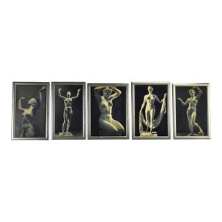 Mid 20th Century Set of 5 Vintage Photographs of Marble Sculptures of Classical Nude Women For Sale