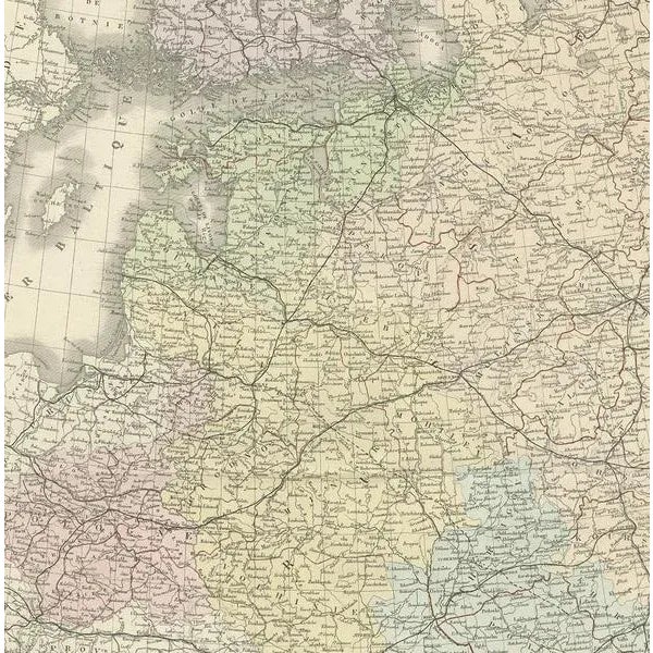 Antique Map of Western Russia by Levasseur, 1875 For Sale - Image 3 of 5