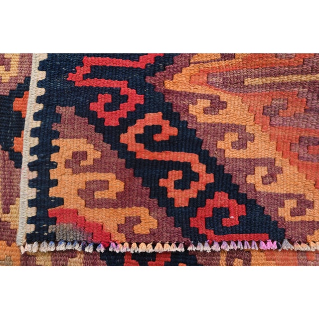 1970s 1970s Vintage Handmade Wool Cotton Red Runner Rug For Sale - Image 5 of 11