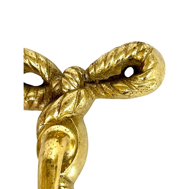 Metal Vintage French Brass Bow and Tassel Bathroom Cup Holder For Sale - Image 7 of 9