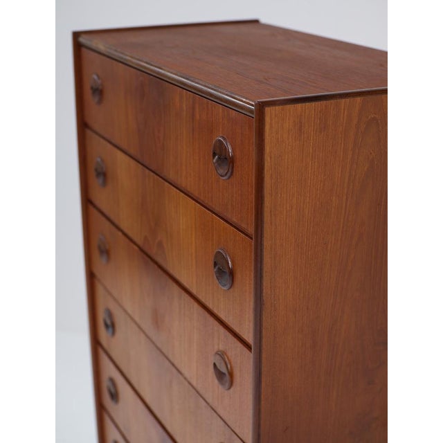 Tall Vintage Danish Teak Chest of Drawers, 1960s For Sale - Image 6 of 11