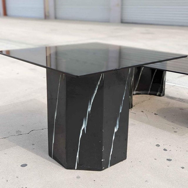 Postmodern Faux Marble Pedestal Side Table – Ceramic & Glass, 1980s, Mid-Century For Sale - Image 9 of 10