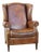 Vintage English Style Sheepskin Wing Chair For Sale