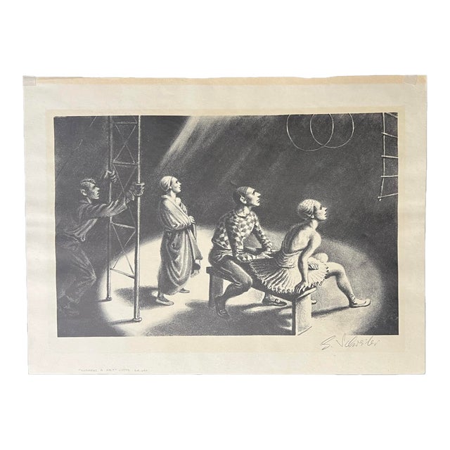 Georges Schreiber Signed Limited Edition Without a Net Lithograph Print For Sale