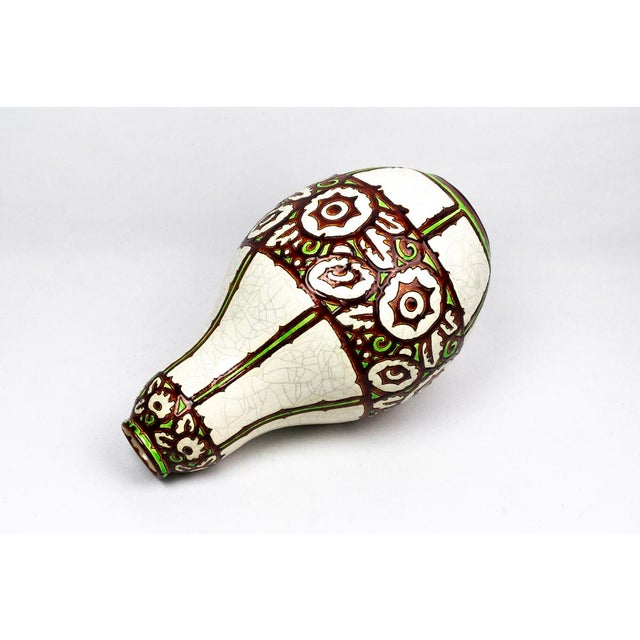 Art Deco Vase in Crackled Beige Glazed Ceramic with 983 Decoration by Charles Catteau for Boch La Louvière, 1925 For Sale - Image 10 of 12