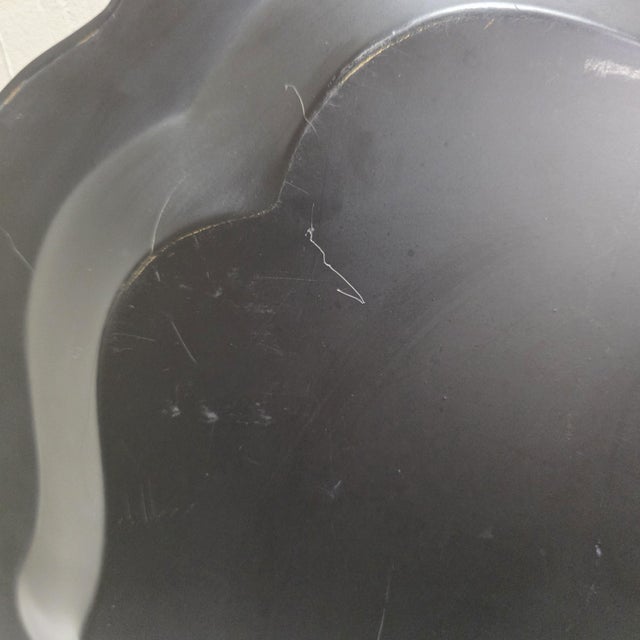 Large 1950s Hand Painted Toleware Tray Black Metal Floral Serving Tole Fine Arts Studio For Sale - Image 11 of 14