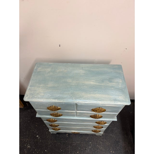 Mid Century Nautical Theme 5 Drawer Highboy - Newly Painted For Sale - Image 4 of 10